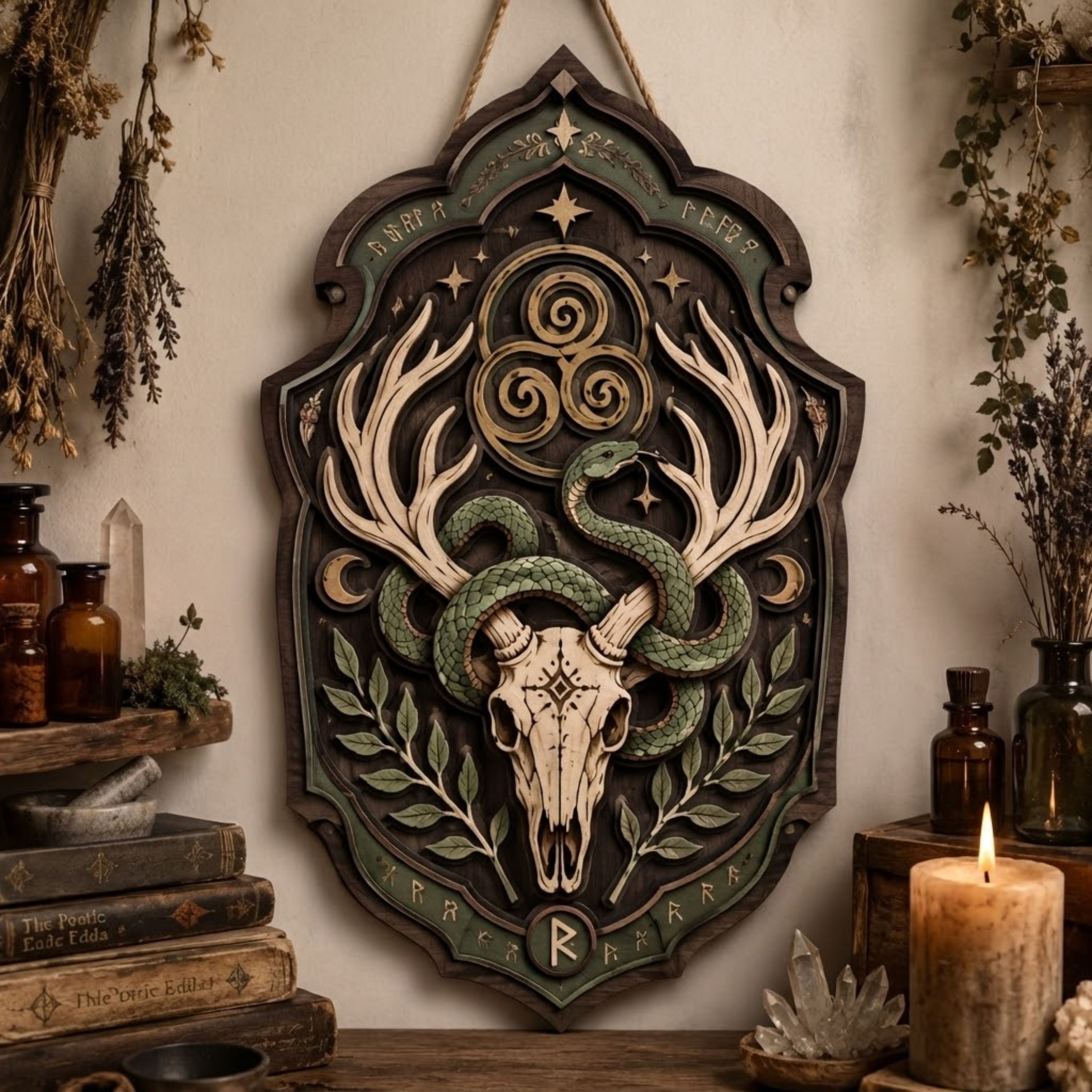 Celestial Purple Moth Wooden Sign - Mystical Moon Wall Decor with Lavender, Stars & Lunar Symbols